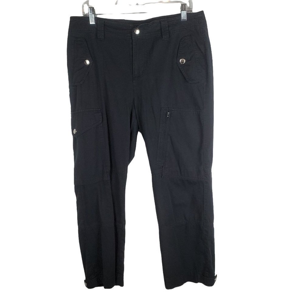 Lauren Ralph Lauren‎ 10 Black Cargo Pants Cotton Rayon Zippered pockets Hiking